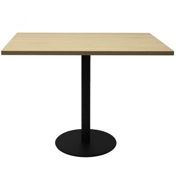 Vogue Square Meeting Table, Natural Oak Table Top, Black Table Base