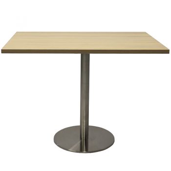 Vogue Square Meeting Table, Natural Oak Table Top, Stainless Steel Table Base