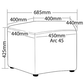 Flexi Shape Ottoman, Dimensions