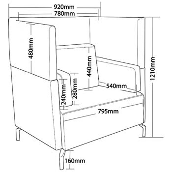 Lawson Lounge Chair with Extended High Back, Dimensions