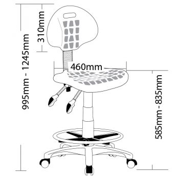 Shift Industrial Drafting Chair, Dimensions