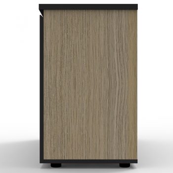 Supreme Hinged Door Credenza, Natural Oak, End View