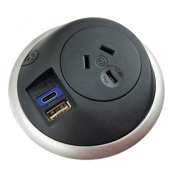 Black desk power outlet